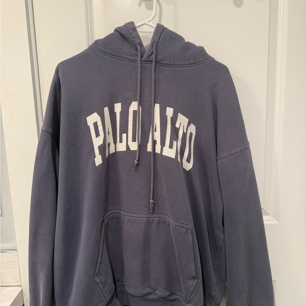 Brandy Melville Blue Hoodie with White Print